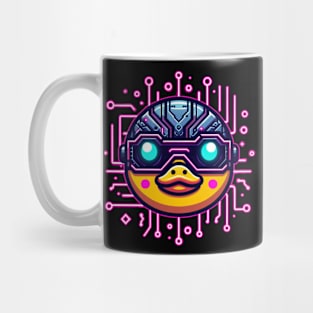 neon cyberpunk duck graphic Mug